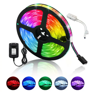 Светодиодная лента SMD 3528 RGB 5м с пультом и блоком питания гирлянда 04210 фото
