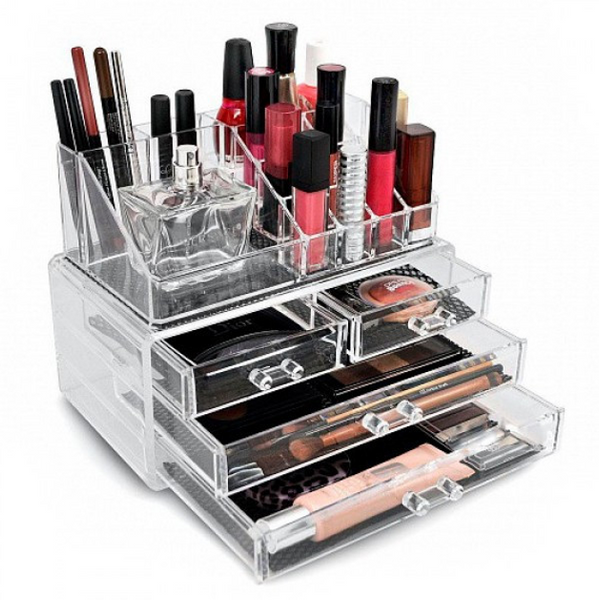 Акриловый настольный органайзер для косметики Cosmetic Organizer Makeup Container Storage Box 4 Drawer 03141 фото