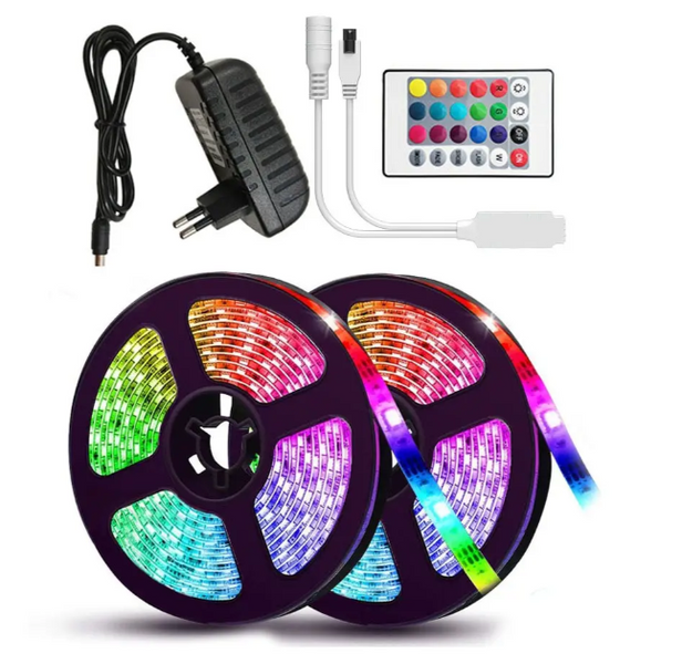 Светодиодная лента SMD 3528 RGB 5м с пультом и блоком питания гирлянда 04210 фото