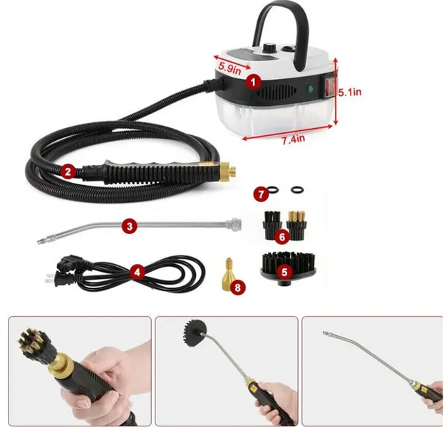 Пароочиститель портативный Steam Cleaner 2500, 3 бар, 1200 мл, 6 режимов, отпариватель 02710 фото