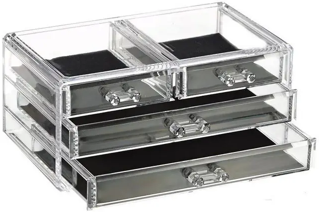 Акриловый настольный органайзер для косметики Cosmetic Organizer Makeup Container Storage Box 4 Drawer 03141 фото