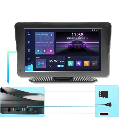 Автомобільний сенсорний монітор  стереосистема 7" Carplay 701W, Чорний / Портативний екран 09495 фото
