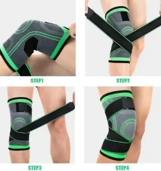 Эластичный компрессионный бандаж Knee Support зелёный наколенник для спорта и активного образа жизни 01671 фото