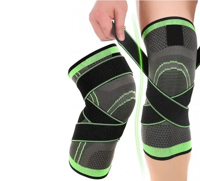 Эластичный компрессионный бандаж Knee Support зелёный наколенник для спорта и активного образа жизни 01671 фото