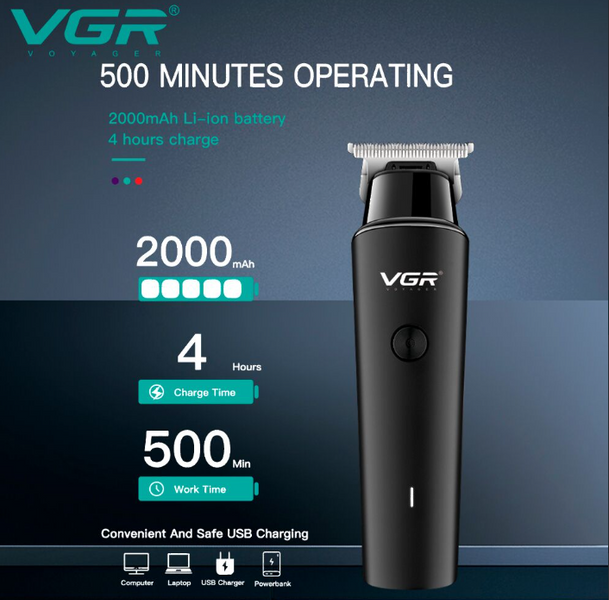 Аккумуляторный триммер для стрижки волос VGR V-933, 4 насадки 10643 фото