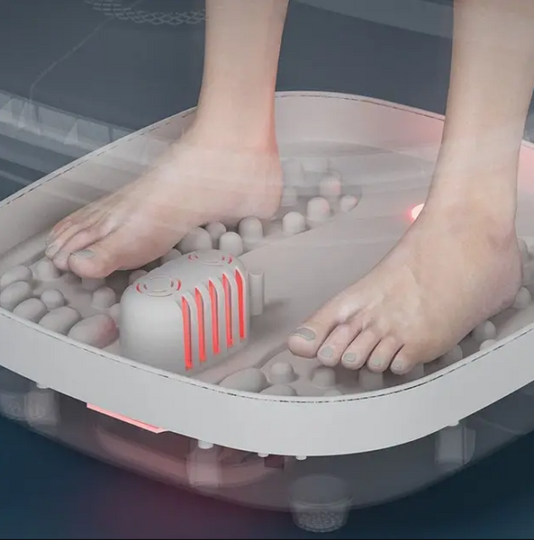 Складана ванночка-масажер для ніг FOOT BATH MASSAGER TS-5523 300 Вт з ІЧ-підігрівом та магнітотерапією сіро-біла 02346 фото