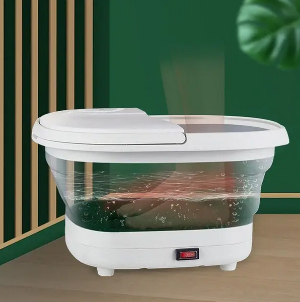 Складана ванночка-масажер для ніг FOOT BATH MASSAGER TS-5523 300 Вт з ІЧ-підігрівом та магнітотерапією сіро-біла 02346 фото