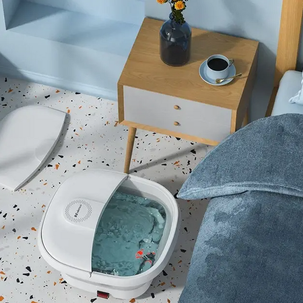 Складана ванночка-масажер для ніг FOOT BATH MASSAGER TS-5523 300 Вт з ІЧ-підігрівом та магнітотерапією сіро-біла 02346 фото