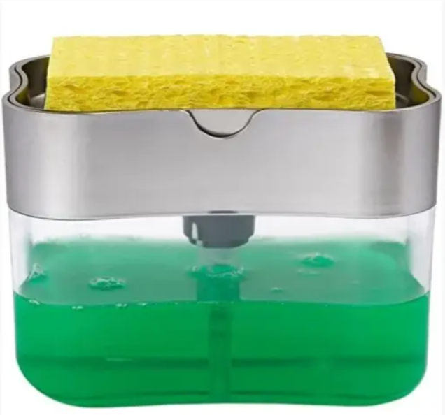 Органайзер для мочалок с мыльницей и дозатором нажимная Soap Pump Sponge Caddy 01150 фото