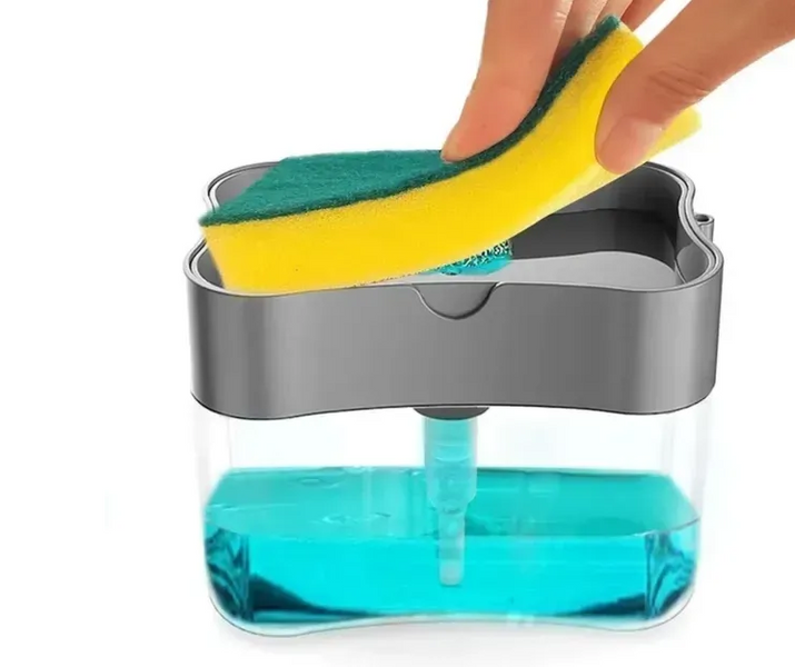 Органайзер для мочалок с мыльницей и дозатором нажимная Soap Pump Sponge Caddy 01150 фото